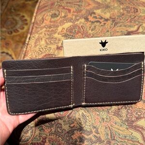 Kiko Dark Brown Leather Wave Bifold Wallet